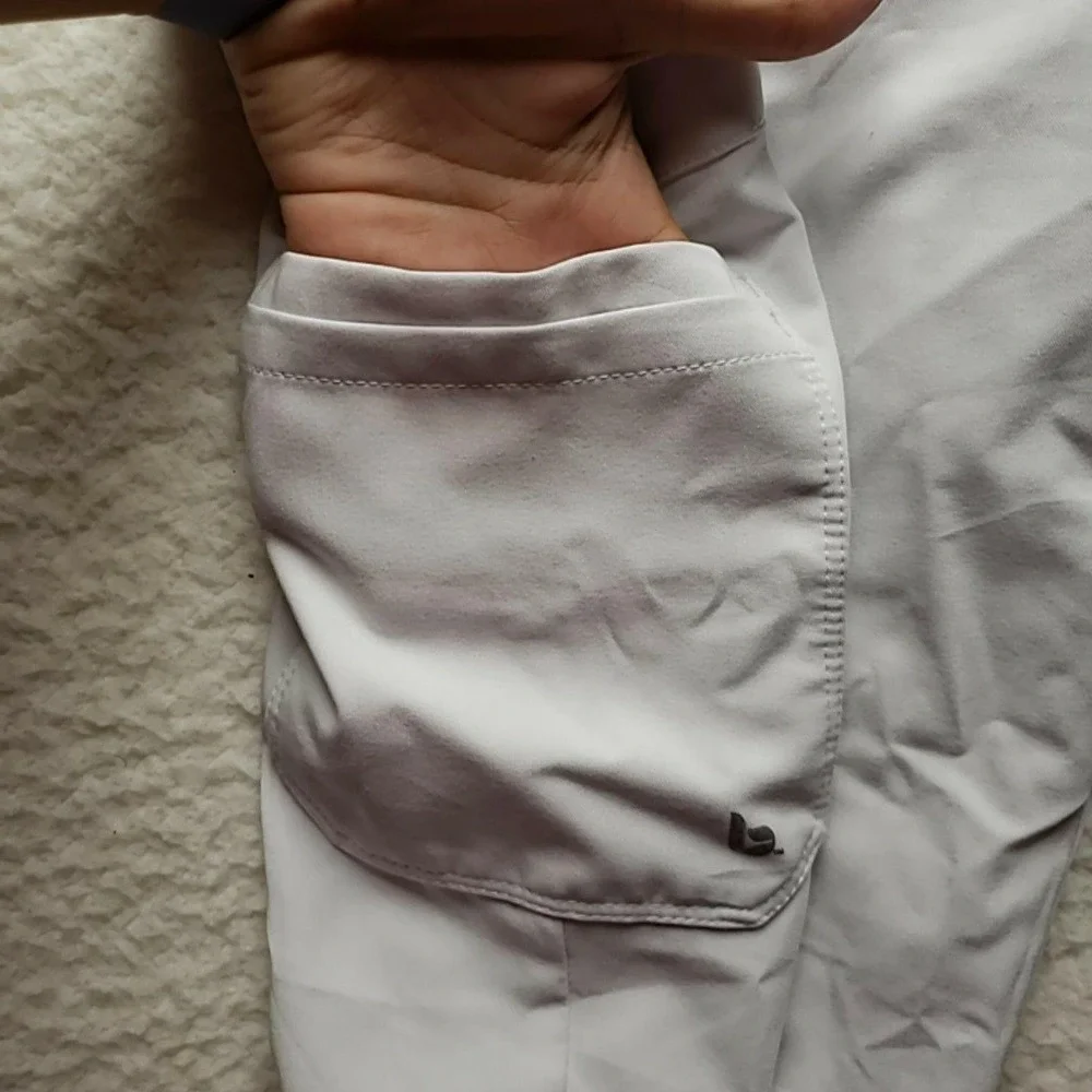 Barco Unify Cargo Pants Mens 33x26 White Stretch Scrub Elastic Waist Pockets